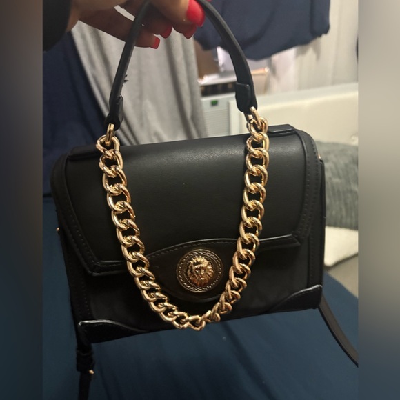 Aldo Black Satchel with Gold Chain - Picture 1 of 1